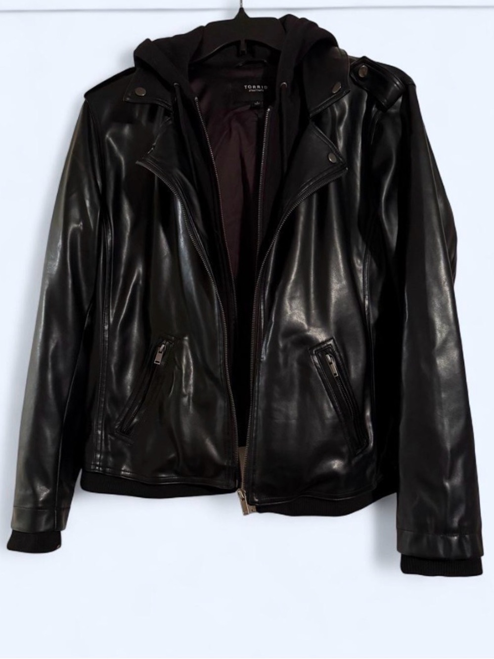 torrid hooded leather jacket